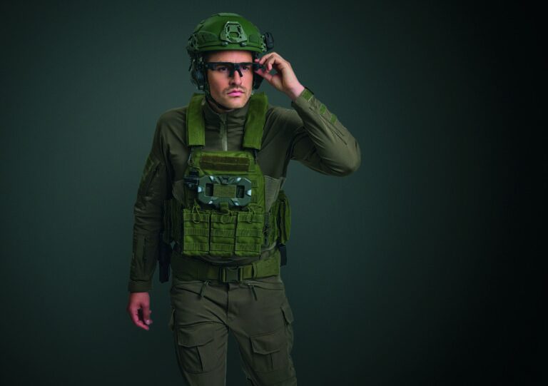 Soldier wearing VPS NEXT smart glasses with eye tracking