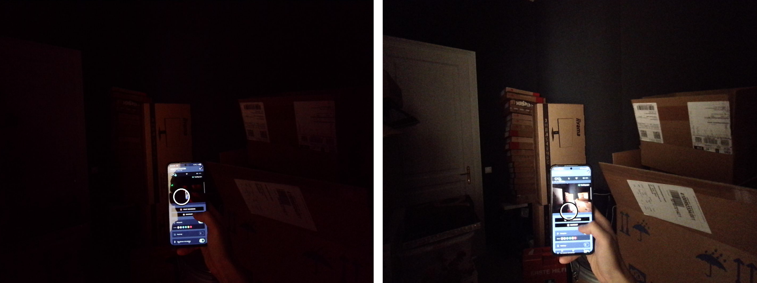 side by side of dark mode filmed with vps next